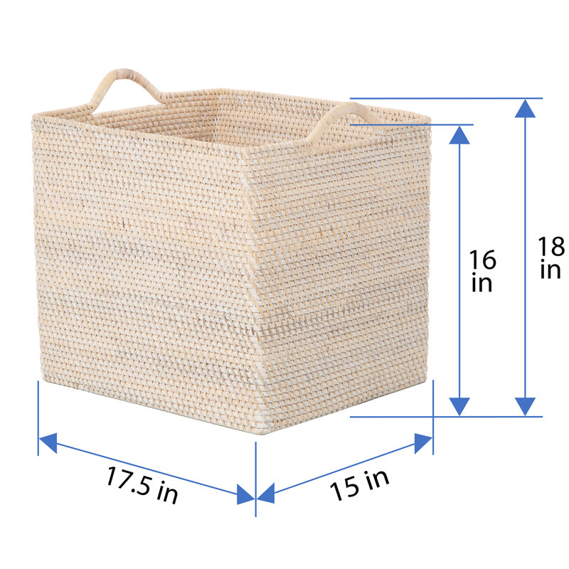 Beachcrest Home™ Simran Rattan Basket, White Wash