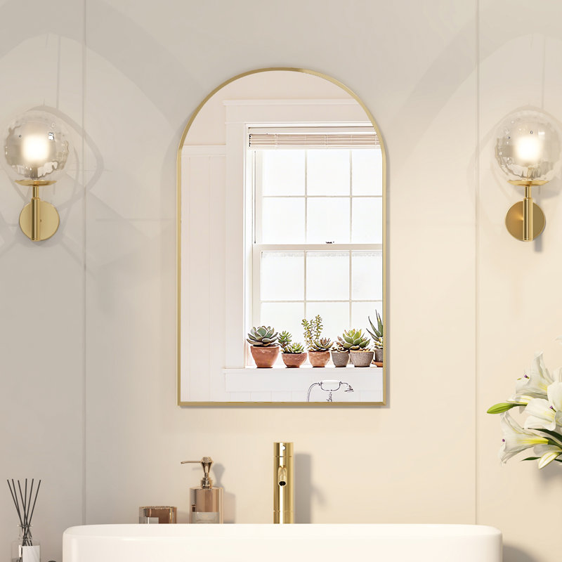16.5" X 26.7" Arched Bathroom Medicine Cabinet With Mirror & Shelves,Right Open,Recessed, 26.8" H x 16.5" W x 4.5" D