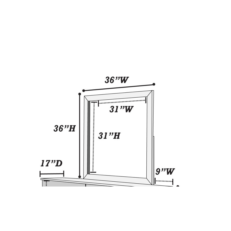Miroir de commode Emmamae, Brun foncé