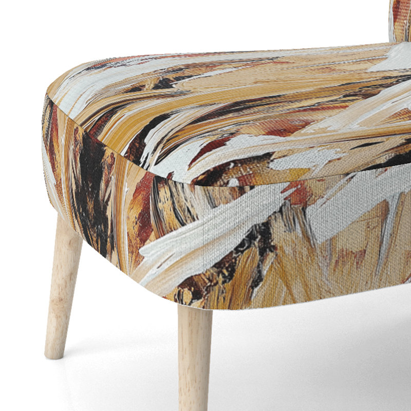 Accent Chair, Beige Floral Pattern Upholstered Decor - Beige Floral Pattern II, Beige