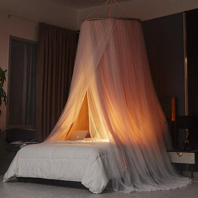 Auvent de lit luxueux pour filles et adultes - Auvent double couche avec dentelle