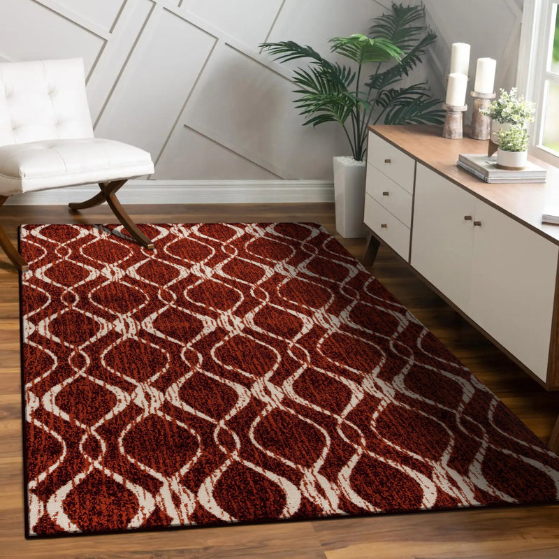 Tapis rouge à motif géométrique Akihiro
