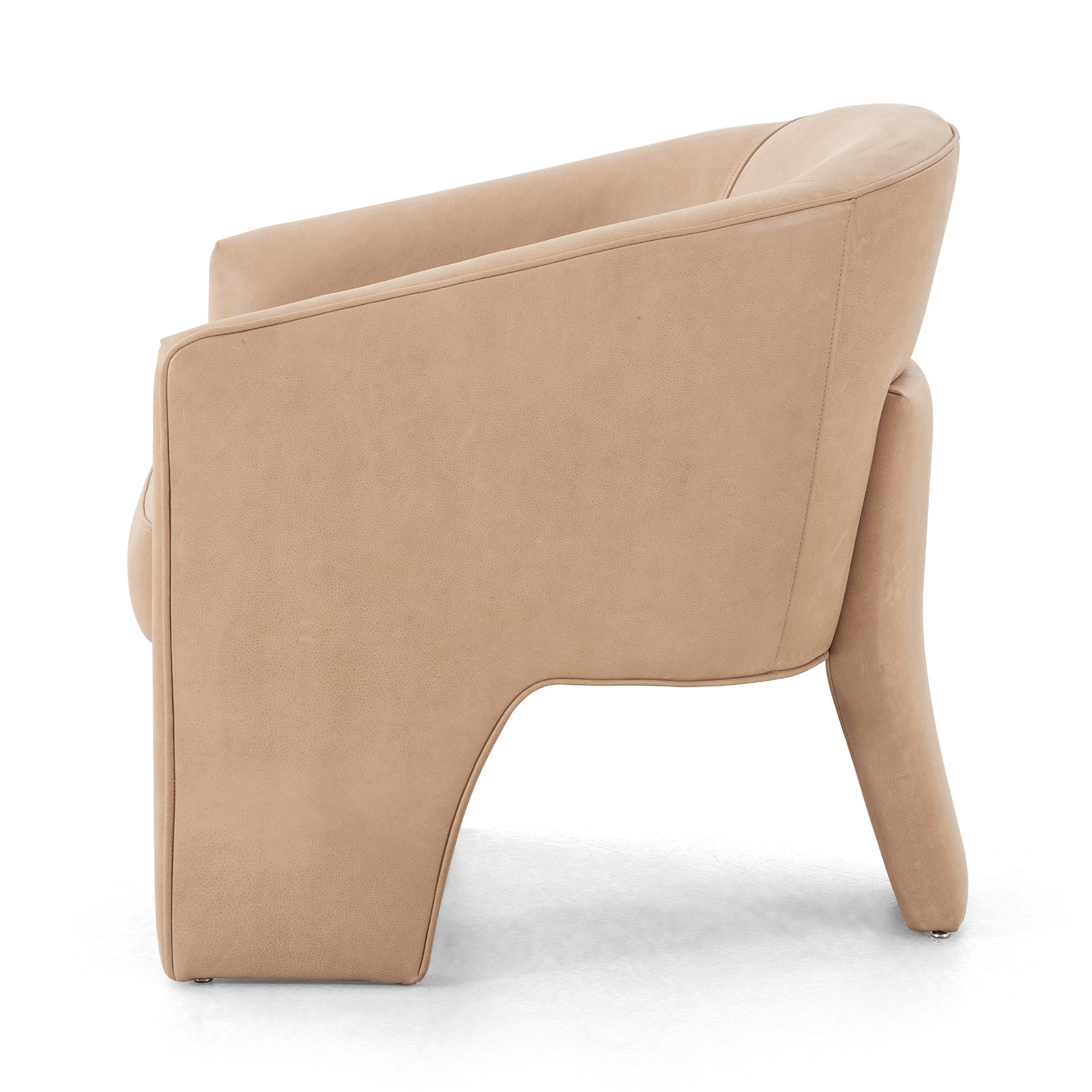 Brayson Genuine Leather Barrel Chair, Palermo Nude Genuine Leather