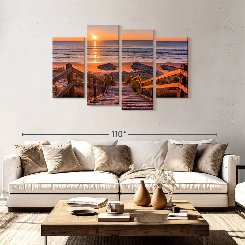 Gillard Stairs To Beach Sunset, 48'' H x 75'' W