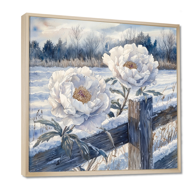 Ahner - Art mural floral, Impression encadrée flottante, Crème, crème, H 16 po x l 16 po