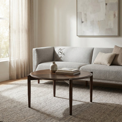 Vaenfila Round Wood Mid-Century Modern Coffee Table