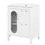 Meuble-lavabo de 24 po avec lavabo en céramique lisse, deux tiroirs, porte d'armoire, tablette réglable, bois d'hévéa massif, verre, blanc, autoportant, finition peinte à poser, forme rectangulaire, simple