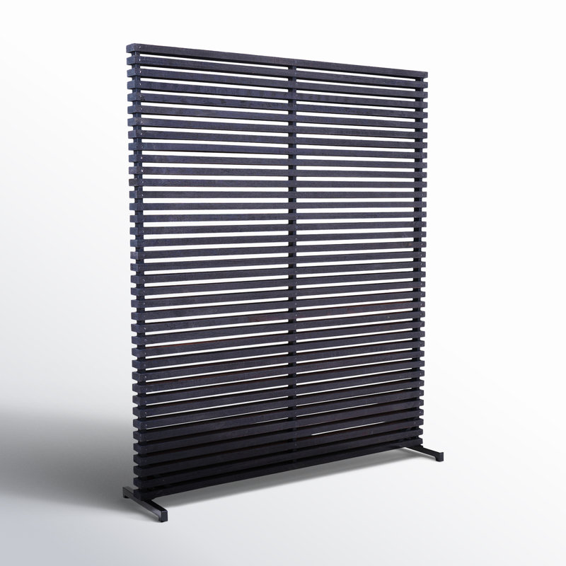 Pancrazia 60" W x 72" H Solid Wood Single Panel Room Divider, Black