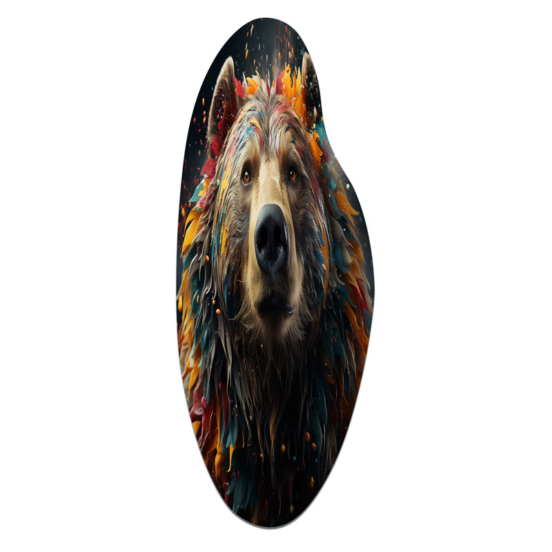 Ours, art mural asymétrique en métal, H 38 po x l 15 po