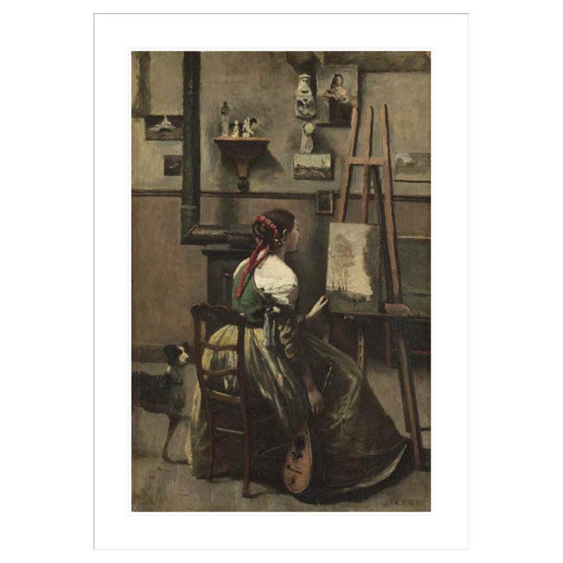 «The Artist's Studio» par Jean-Baptiste-Camille Corot, impression giclée encadrée, H 41,5 po x l 29,6 po