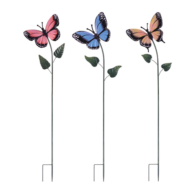 Ensemble de 3 piquets de jardin Iron Butterfly