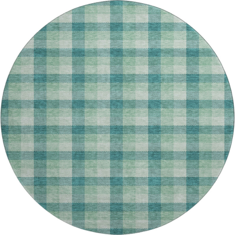 Premium Machine Washable Crumley AMF1053 Plaid Rug, Round 8'