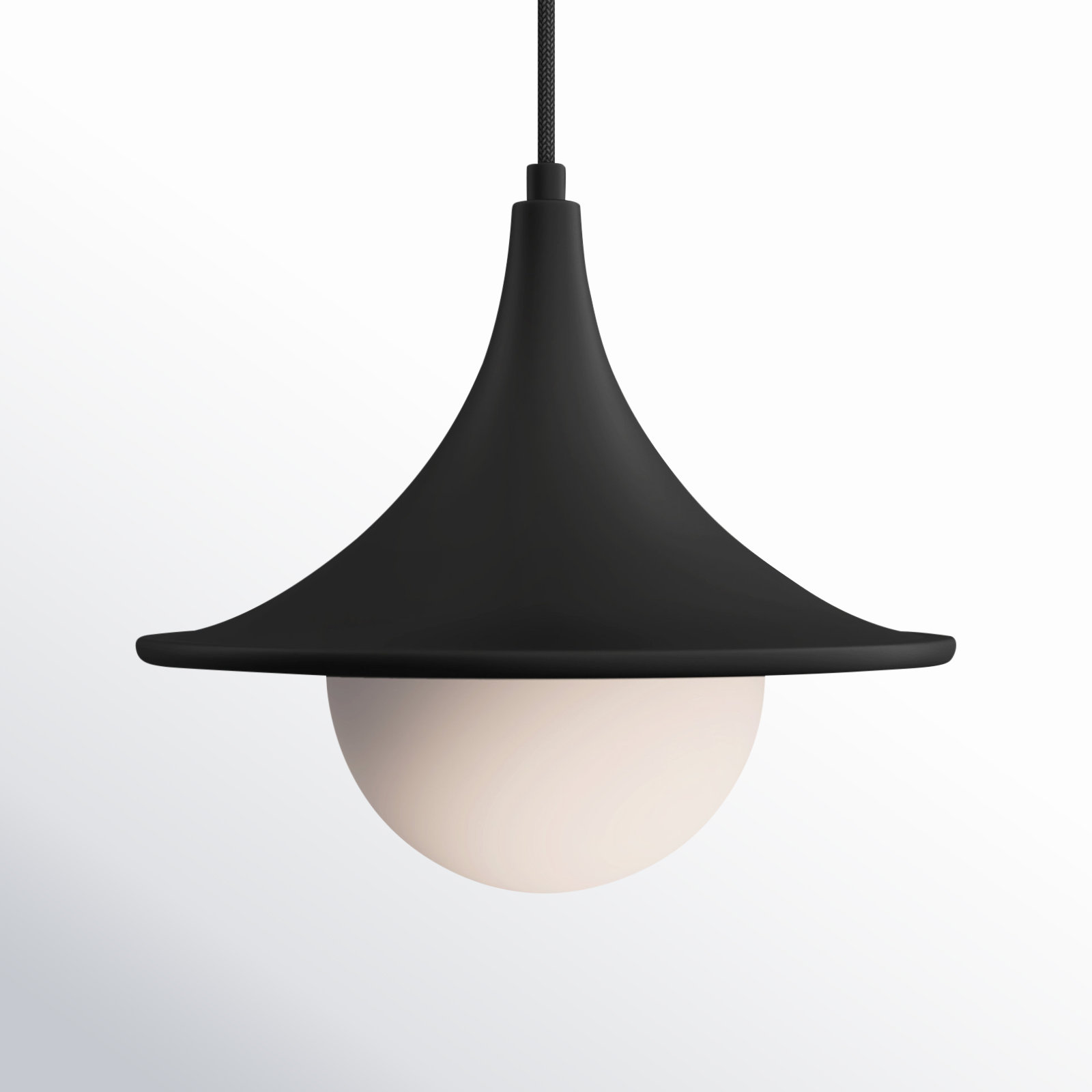 Hermit Single Light Glass Pendant, 83.63" H x 9.5" W x 9.5" D, Matte Black/Opal Matte Glass