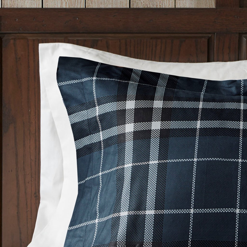 Ensemble d'édredon très grand avec motif écossais bleu marine