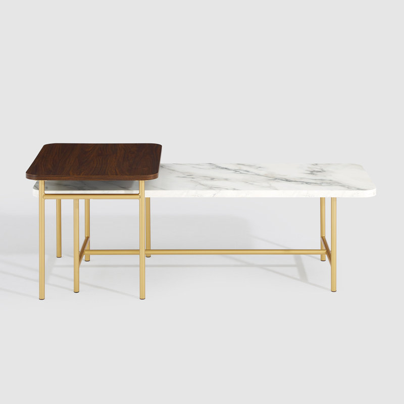 Chowning Trestle Coffee Table, Dark Walnut/Gold