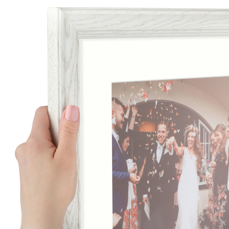 Wood Matte Picture Frame with Mat, Light Cream