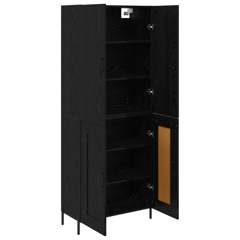  Highboard Black Oak 69.5 X 34 X 180 Cm Engineered Wood, Black Oak