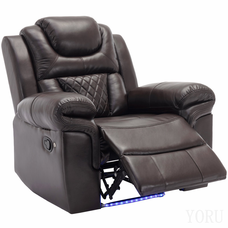 Fauteuil inclinable manuel de cinéma maison avec bande lumineuse DEL pour salon, chambre à coucher, brun