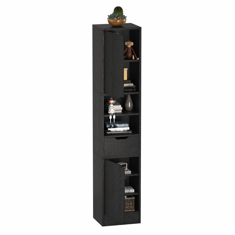 8 Tier Bookshelves and Bookcases with 2 Doors and 1 Drawer,Floor Standing Display Storage Shelves for Home, White