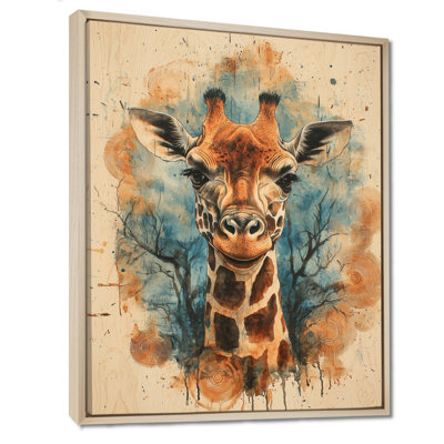 Huneycutt Silent Watcher Girafe Portrait In African Landscape III - Giraffe Canvas Wall Art