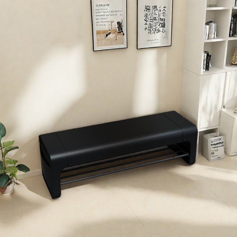 31.5in Shoe Change Stool Shoe Bench, Black
