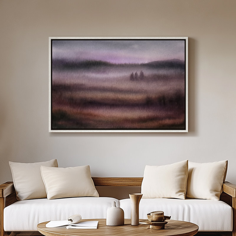 Art mural encadré sur toile - "Mountain Haze Mountain", impressions murales pour chambre à coucher - 24 po x 36 po, Blanc