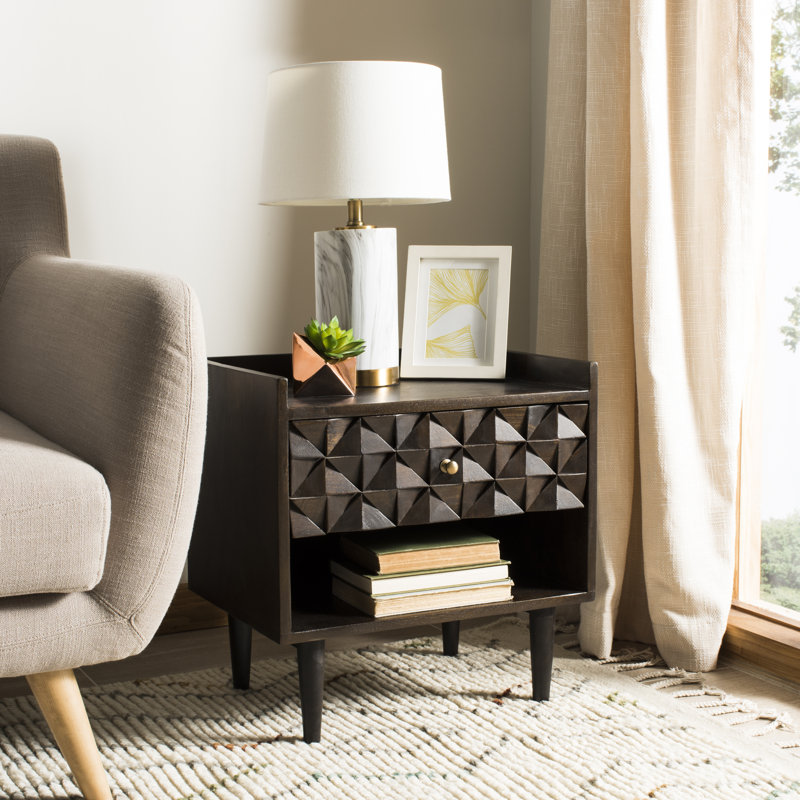 Eudy 19'' W Solid Wood Nightstand, Walnut
