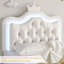 Lit plateforme tapissier en cuir Largent avec lumières DEL et tête de lit couronne blanc / rose-428211957-428211953