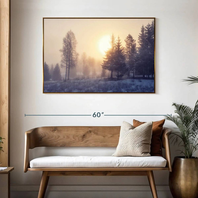 Aube d'hiver, Cadre flottant doré, 46 po x 31 po