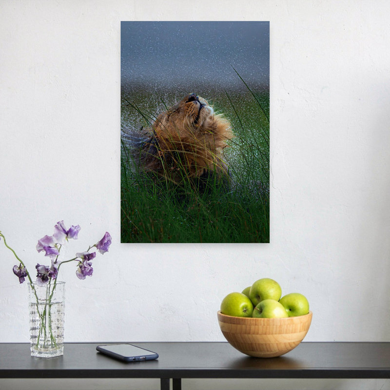 Art contemporain, lion sauvage, 24" H x 16" W