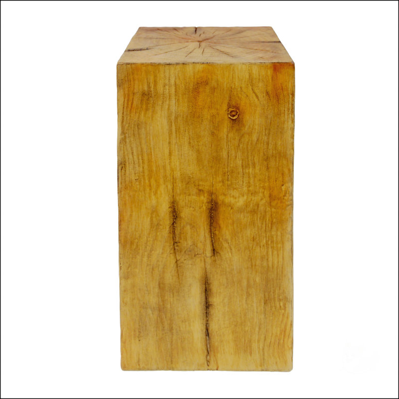 Wood-Look Square-Column MGO End Table, Distressed Finish For Indoor And Outdoor Use, Mix With Different Heights, Natural