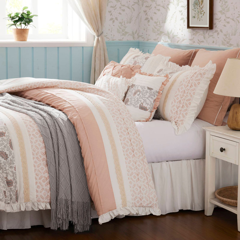 9 Piece Percale Comforter Set Blush