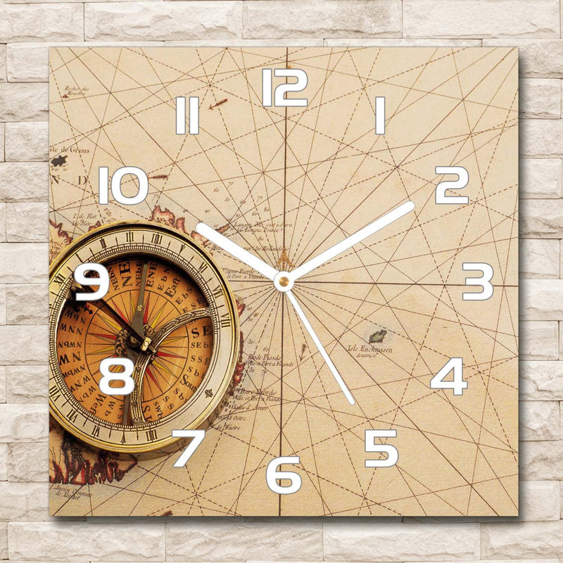 Glass Wall Clock, Beige/Brown/White