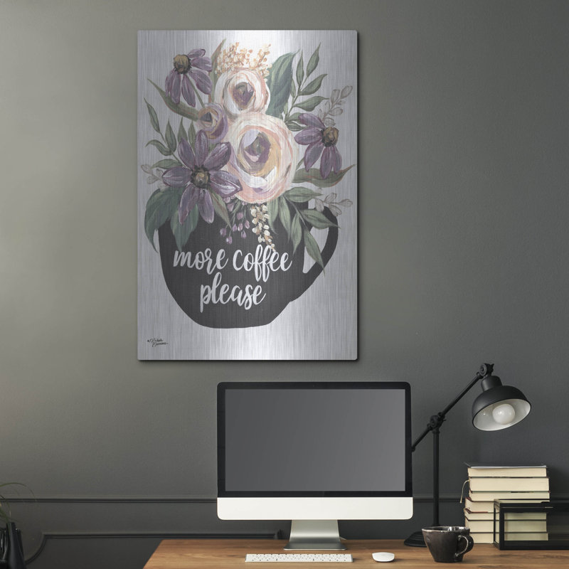 «More Coffee Veuillez» par Michele Norman, art mural en métal, H 36 po x l 24 po