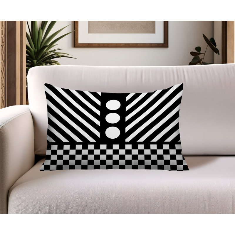 Oreiller rectangulaire réversible intérieur / extérieur Brixa, Rectangulaire H 14 po x l 20 po, Noir