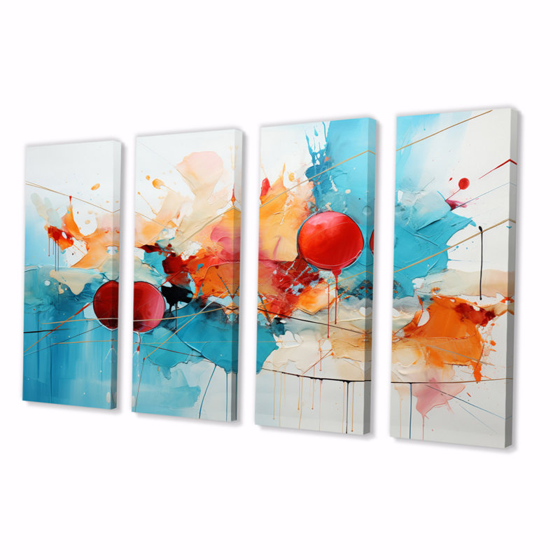 Collage Symphony II - art mural abstrait sur toile - 4 panneaux