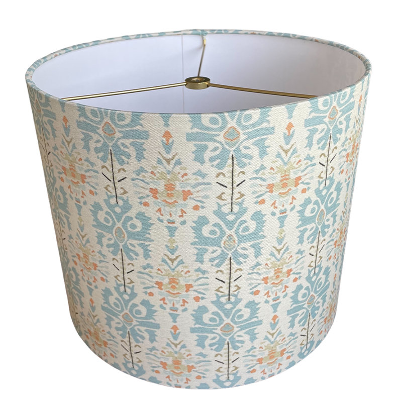 Abat-jour ikat bleu et beige en écho, H 9 po x l 12 po x P 12 po