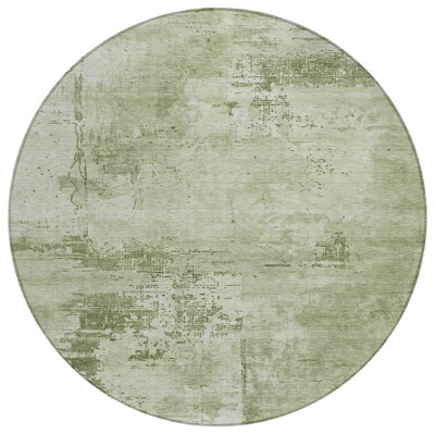 Cassiva Olive Washable Indoor-Outdoor Rug - 