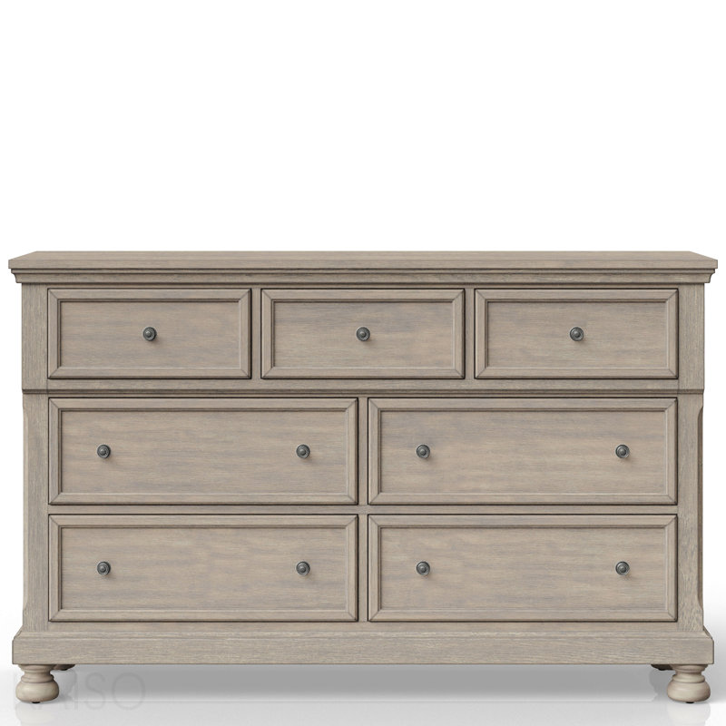 Commode sept tiroirs gris antique