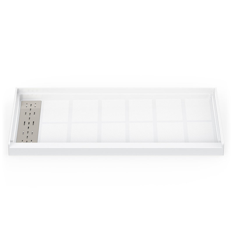 Bases de douche rectangulaires à simple seuil de 60 po de largeur x P 36 po avec drain à gauche et conception antidérapante