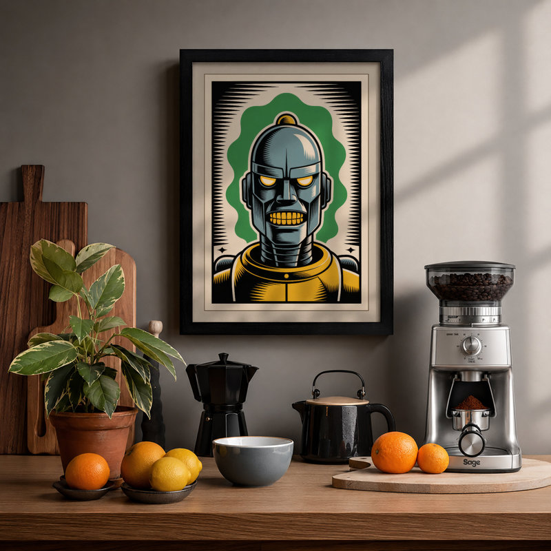 Robot Skull Ascendant Industrial - Framed Print, A1 - 84.1 x 59.4 cm, Black