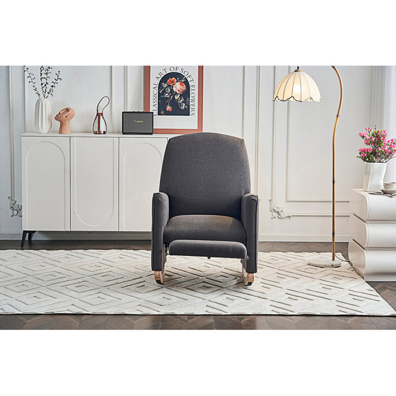 Chaise berçante ergonomique avec dossier et repose-pieds réglables, Gris foncé