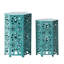 Tables d'appoint - 2, style, fer, bleu sarcelle craquelé, ajoute de la beauté à l'espace extérieur, aucune table d'assemblage requise