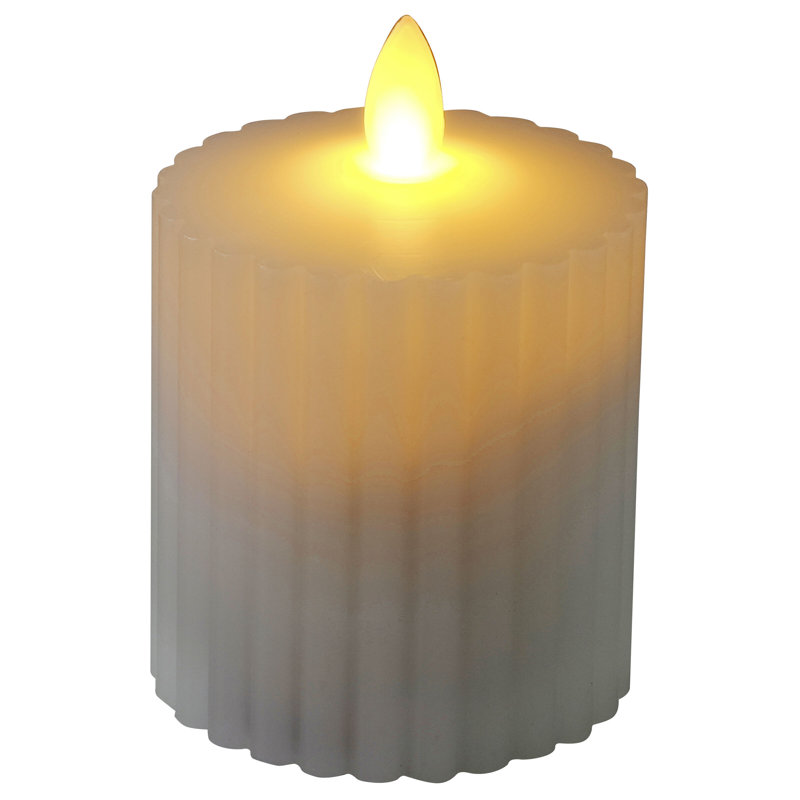 Fluted LED Wax Pillar, 3x4 Inch