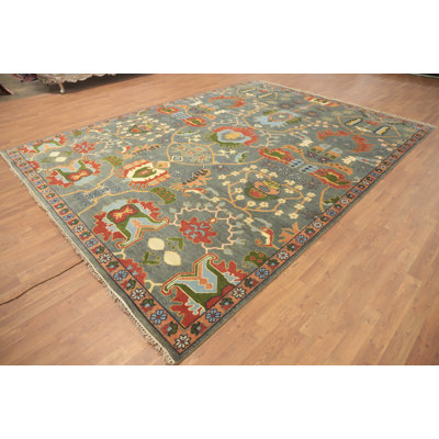 Tapis gris anthracite et gris unique en coton 12 pi 1 po x 9 pi 0 po