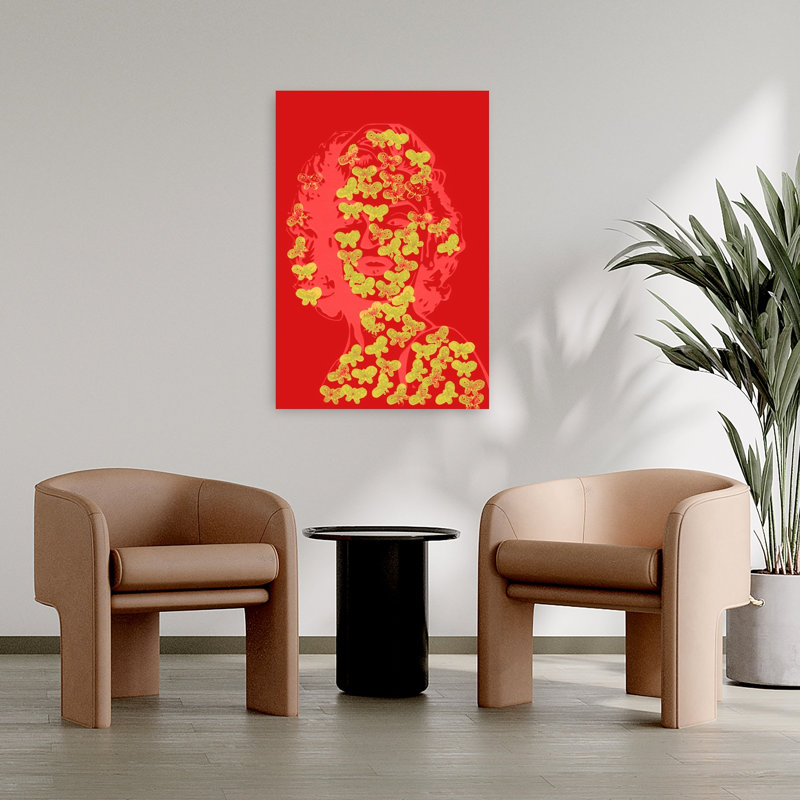 Pop Art Marilyn Butterflies, abstrait, audacieux, portrait de papillon classique, art mural, 36" H x 24" W
