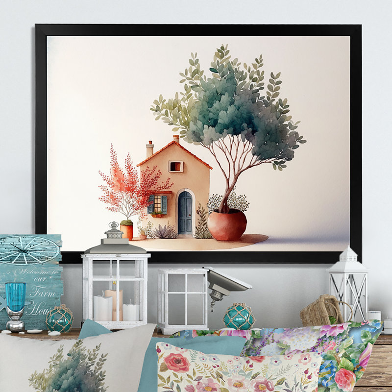 «Terracotta Country House», reproduction sur toile, Toile avec cadre photo noir, H 12 po x l 20 po x P 1 po