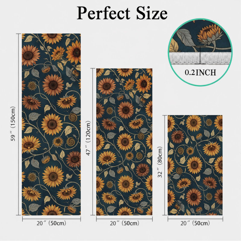 Tapis de cuisine tournesol antidérapant lavable