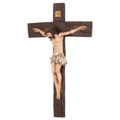 Cross or crucifix on light beige background. Clean simplistic design. Stock  Photo