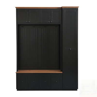 Entryway Hall Tree With Storage, 5-In-1 Farmhouse Coat Rack And Shoe Bench, Ideal For Organized Living Spaces